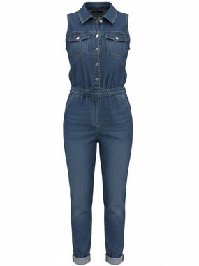 Sleeveless Denim Jumpsuit With Snap Buttons By Ashley Stewart Size 16